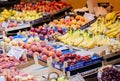 Catania, Sicily, Italy ÃÂ¢Ã¢âÂ¬Ã¢â¬Å august 11, 2018: fresh fruits in the fruit market Royalty Free Stock Photo